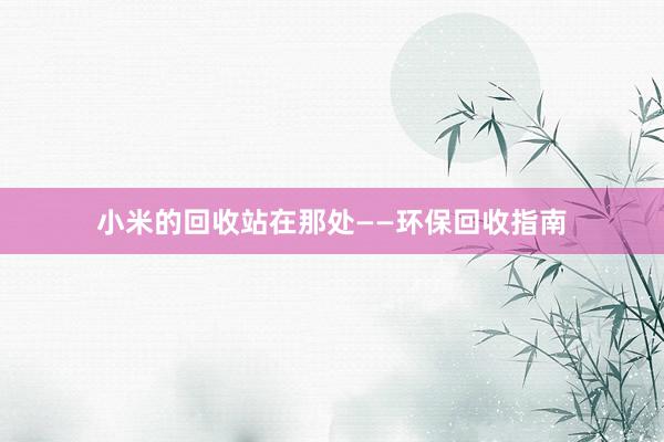 小米的回收站在那处——环保回收指南