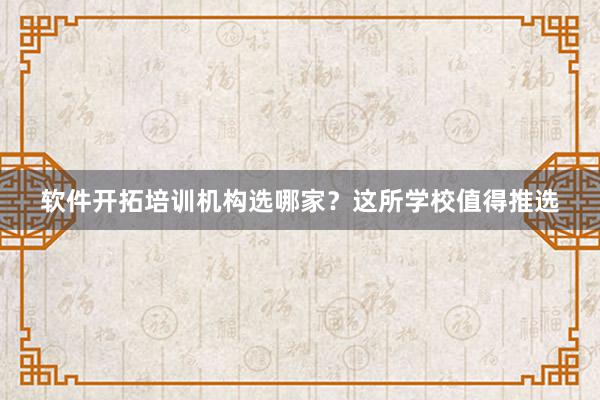 软件开拓培训机构选哪家？这所学校值得推选